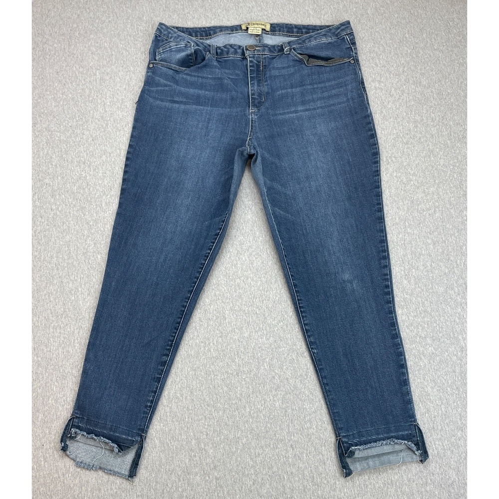 Democracy Jeans Womens 14 Blue Stretch Cotton Blend High Rise Raw Hem